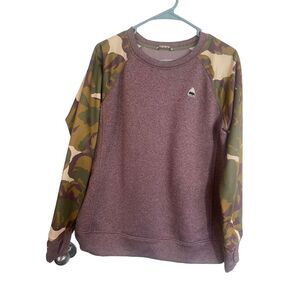 Burton Womens Oak Camouflage Sleeve Pullover Crew Neck Sweatshirt Size Medium